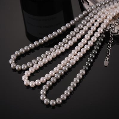 Halskette mit Kunstperlen für Damen, lässiger Stil, bunte runde Perlen, Nische, schlicht, leicht, luxuriöser Halskettenschmuck