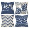 Blue And White Geometric Linen Pillowcase Sofa Cushion Cover Home Decoration Can Be For You 40X40 45X45 50X50