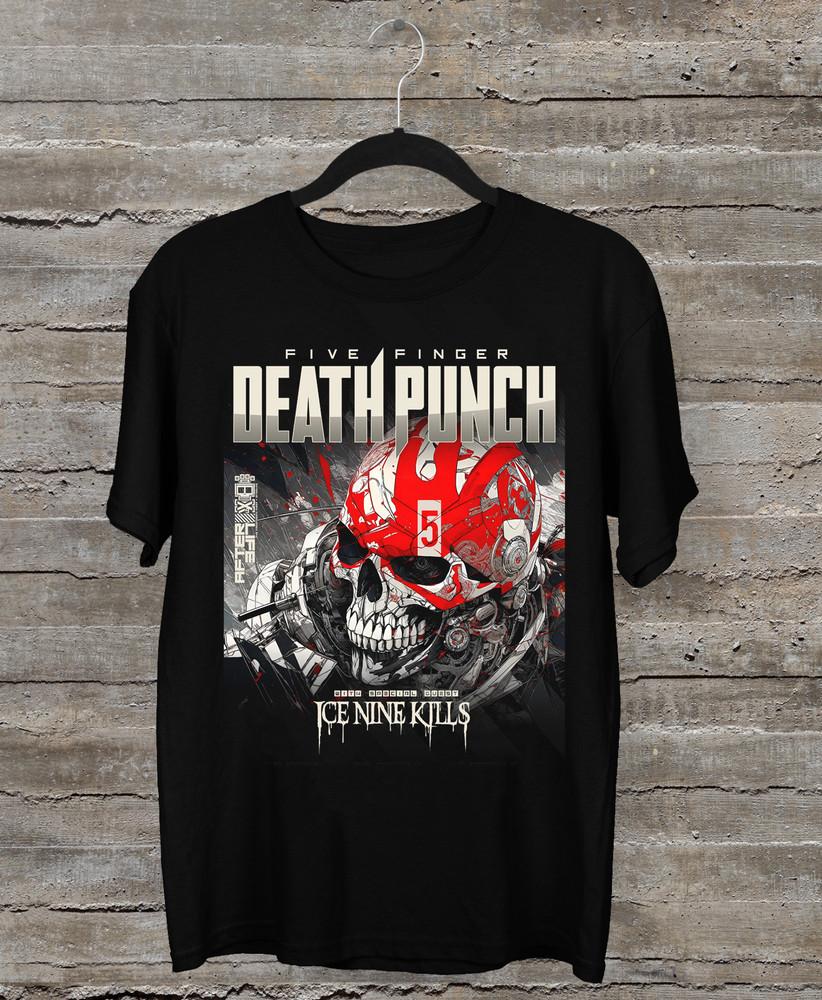 NEW Five Finger Death Punch Tour 2024 Short Sleeve Black All Size Shirt Unisex T-Shirt L