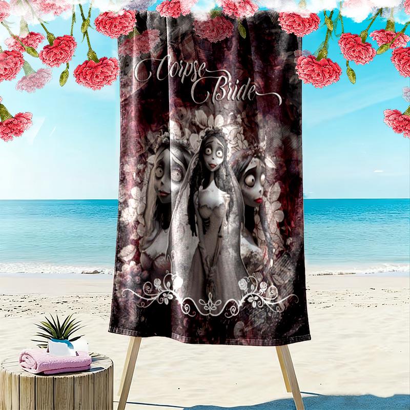 Corpse Bride Print Beach Towel, Large Soft Quick Dry Towel for Beach Camping Swimming