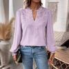 Women's Fashion Casual Spring Fall Solid Color Print Long Sleeve V Neck Blouses & Shirts