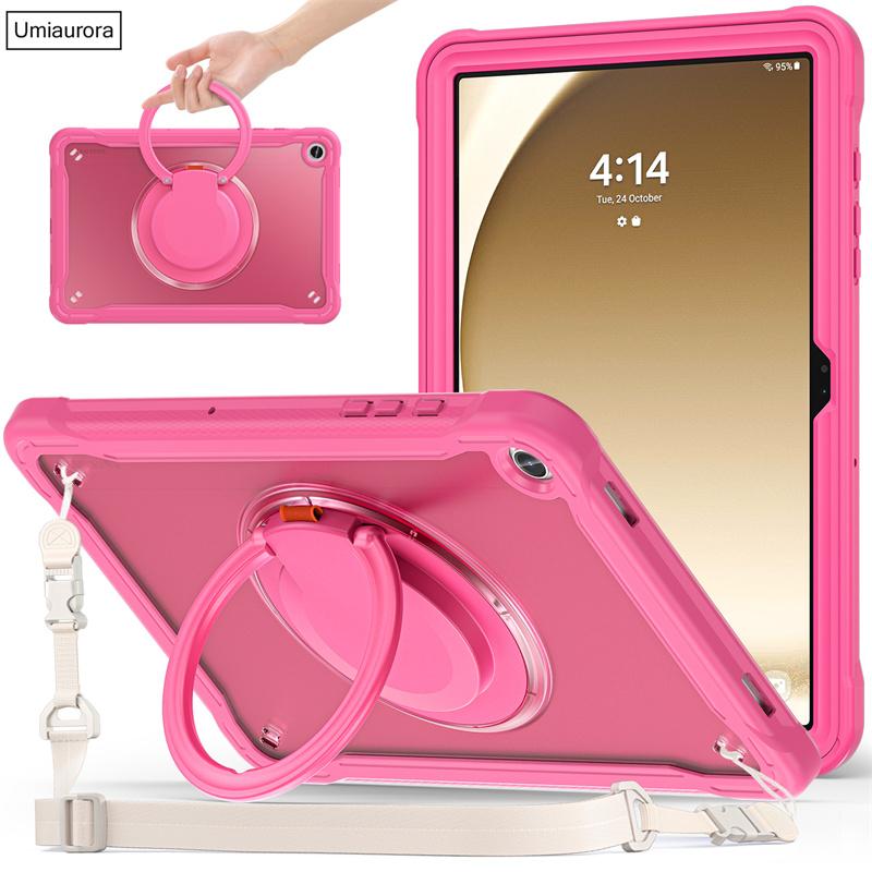 For Samsung Tab A9 8.7 SM-X110 A9+ A11+ Plus 11 Inch SM-X230 X210 X130 Pull Ring Stand Strap Tablet Case Shockproof Armor Funda