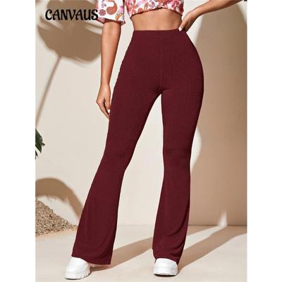 Women's New Summer Casual Knitted Sports Trousers Fall Feel Flared High Waist Yoga Trousers
