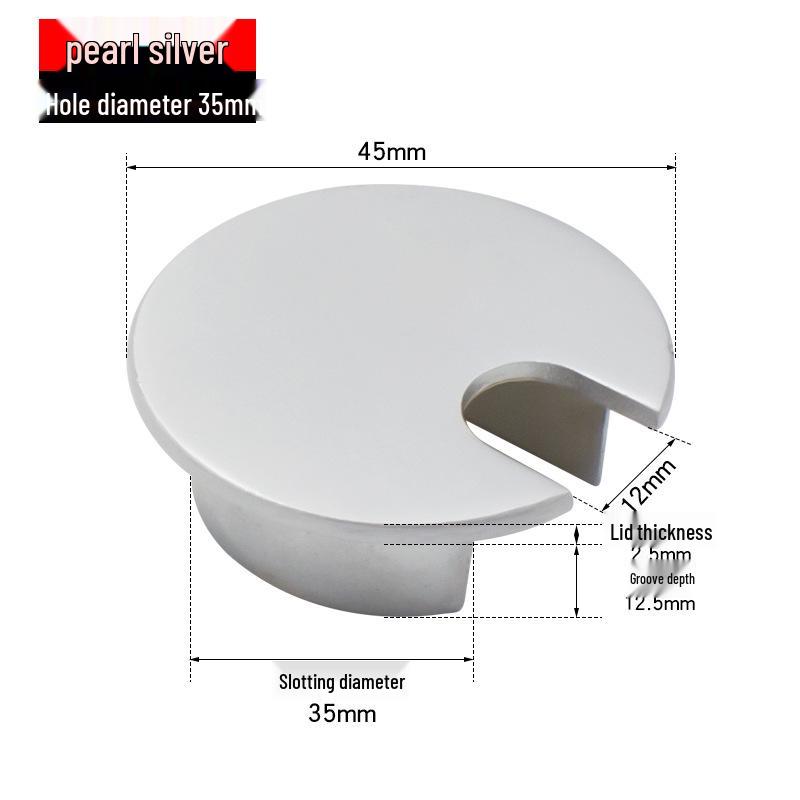 Zinc Alloy Desk Cable Grommet - Round Desktop Cable Pass-Through Cover