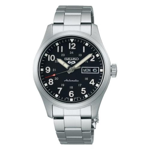 Seiko SRPJ81K1 Men's Automatic Watch with Manual Winding, Black, Overseas Model