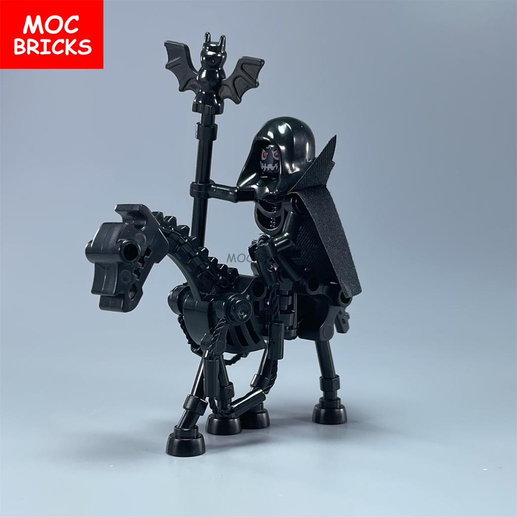 Single  MOC Bricks DIY Dark Messenger Magicians Group Skull Skeleton Horse Building Blocks Mini Dolls Toys For Kids Gifts