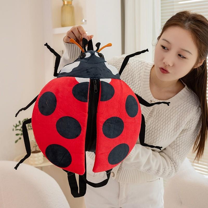 Bee Ladybug Insect Themed Plush Backpack For Kids With Soft Short Plush Material And Cute Design