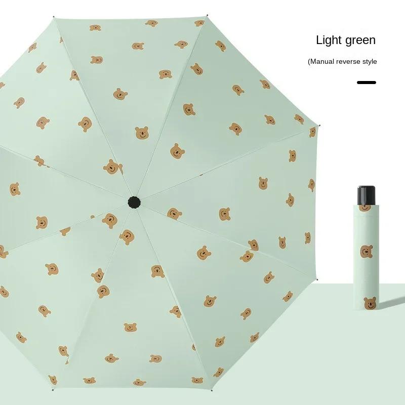Regenschirm Cartoon Regen Dual-Use-Sonnenschirm Uv Bär Werbung Regenschirm Falten Sonnenschirm Sonne