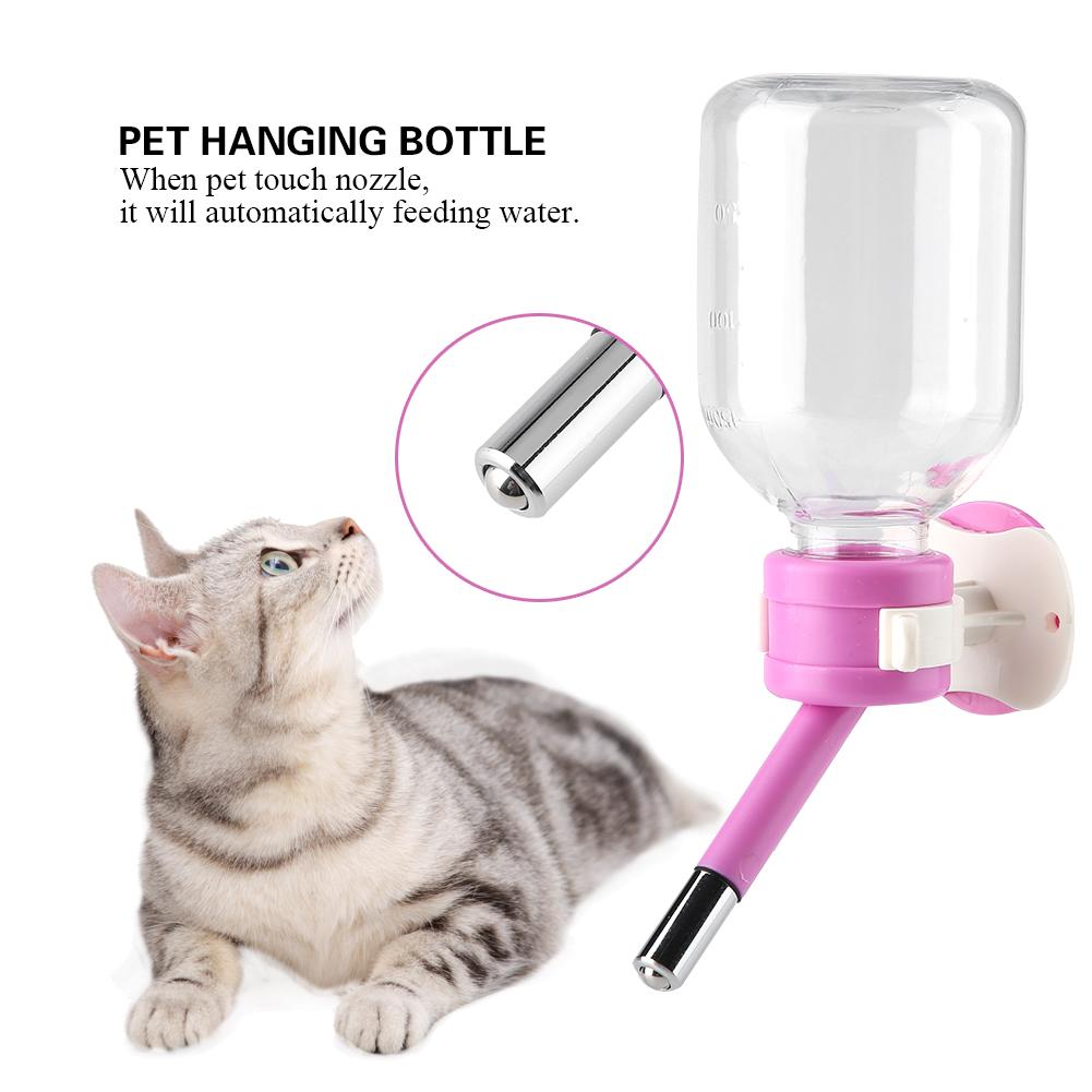 Pet Dog Hanging Drinking Bottle Head Fountain Portable Cat Water Dispenser(S 150ml Pink)