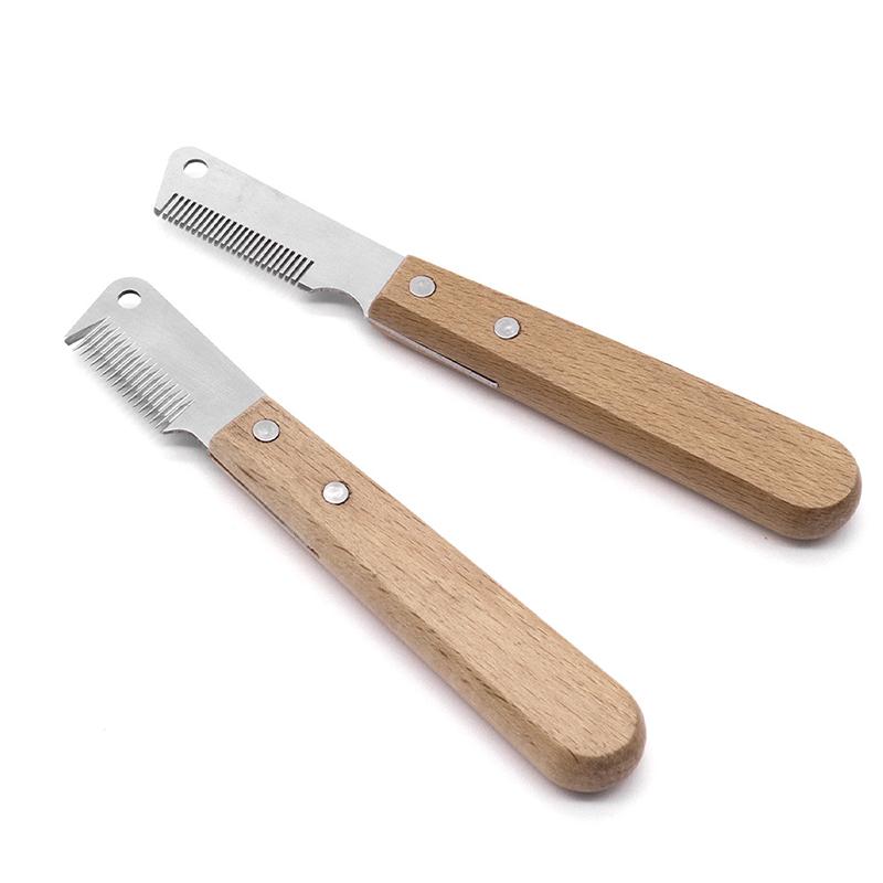 2pcs Professional Dog Hair Remover with Comfort Wooden Handle Durable Skin-friendly Stainless Steel Cat Brush Dog Grooming Comb