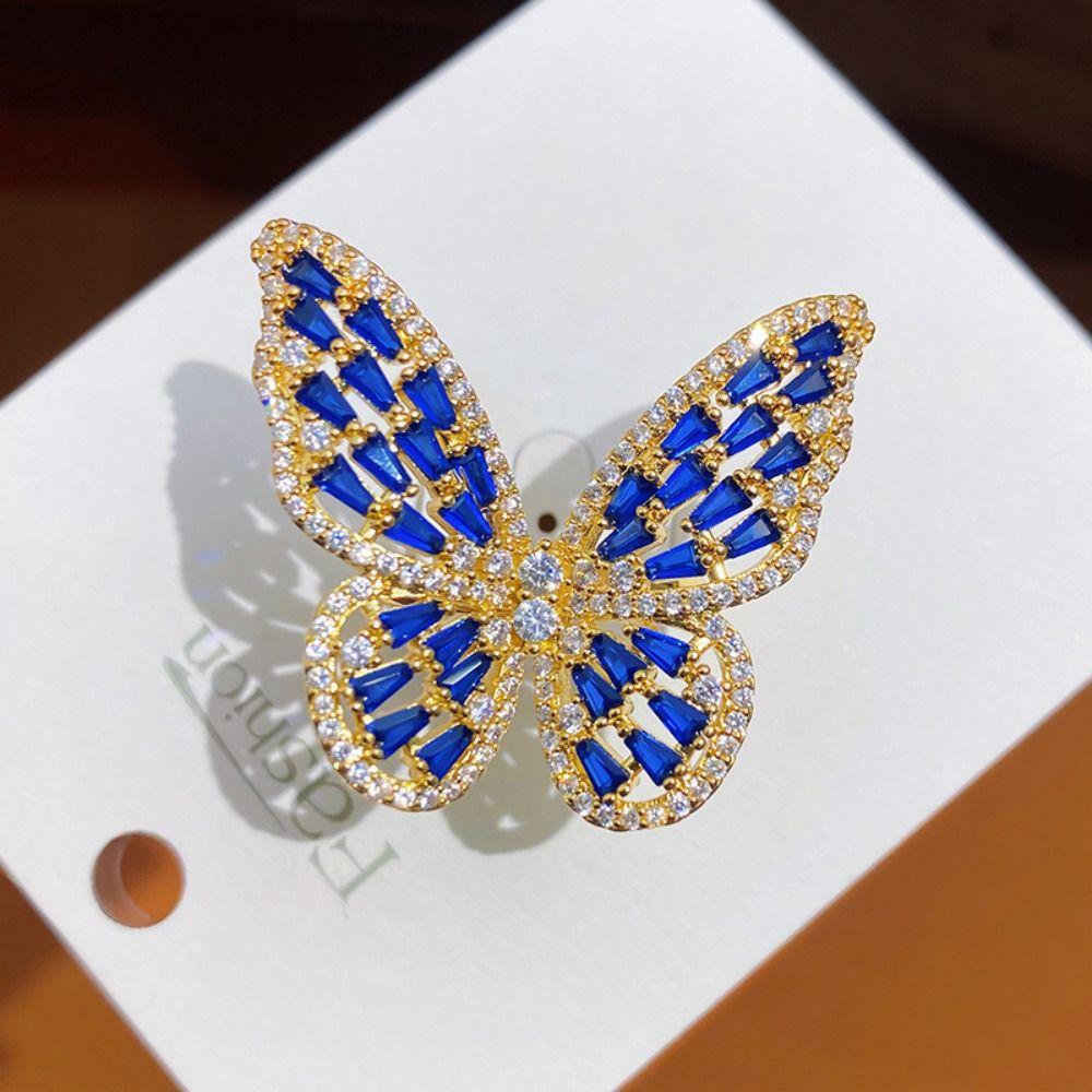 Shiny Dreamlike Butterfly Ring Vintage Opening Ring Butterfly Engagement Rings Women Men