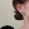 Natural freshwater pearl earrings with symmetrical butterfly gradient enamel color, exquisite and versatile pearl earrings