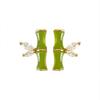 Green Bamboo Mosquito Coil Ear Clips: Chic Chinese Style, No Piercings Needed, Minimalist Luxury Design