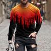 Retro Graffiti 3D-Druck Sommer Herren Rundhals-T-Shirt Lässiges Langarm-T-Shirt Übergroßer Pullover Modetrend Herrenbekleidung