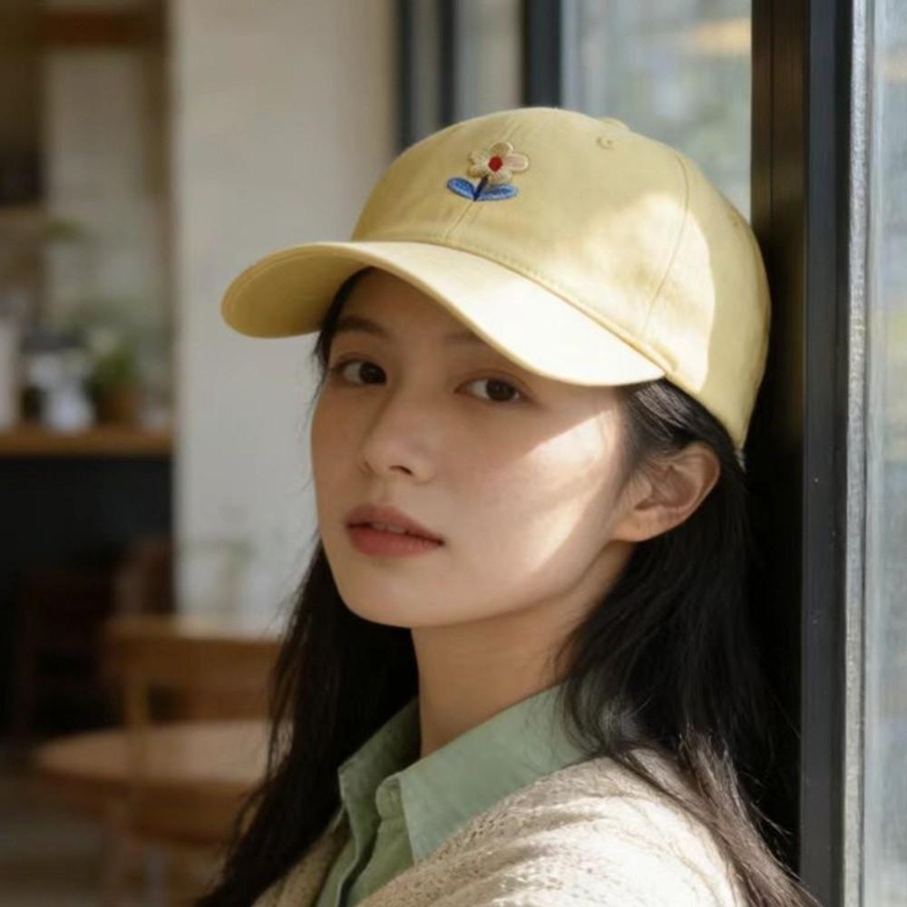 Adjustable Embroidered Peaked Hat Korean Style Sunshade Casquette Flower Baseball Cap  Women