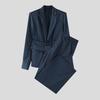INCERUN Men Sets Lapel Neck Striped Belt Blazer Tops Trousers Long Pants Casual Suits