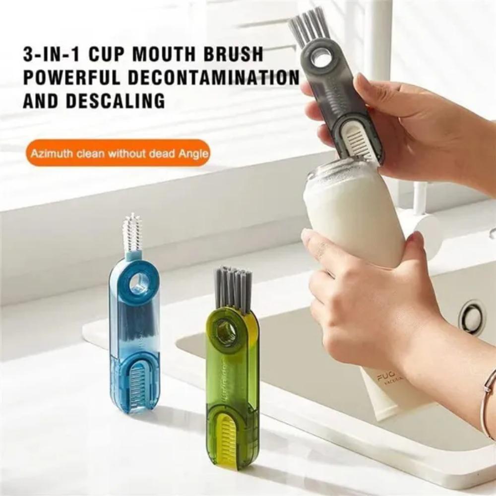 Brosse de Nettoyage Multifonctionnelle 3 en 1, Brosse de Détail pour Couvercle de Bouteille/Tasse 3 en 1, Outils Nettoyeur de Paille Multi-Fonctionnels