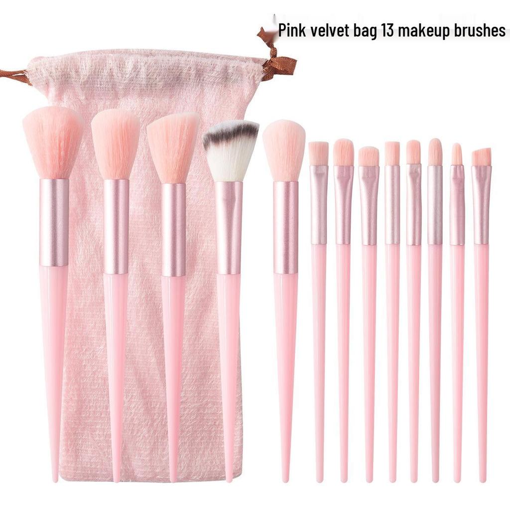 13-Piece Portable Makeup Brush Set: Soft Bristle Blush, Foundation, Eyeshadow Brushes & More