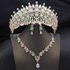Quality Blue Tiaras and Crowns Bridal Jewelry Sets for Women Prom Wedding Crown necklace earrings Set Costume Accessories