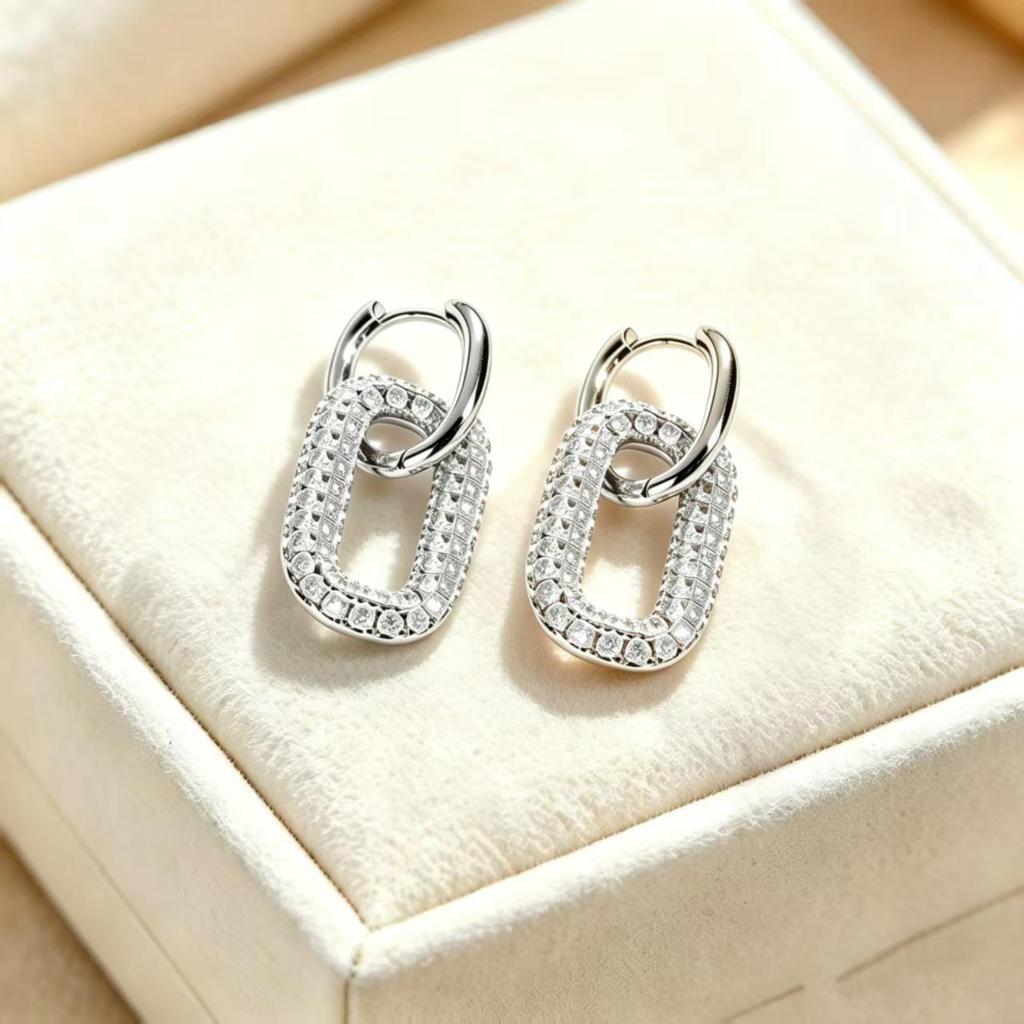 Exaggerated Brass Zircon Diamond Earrings - Trendy European & American Style