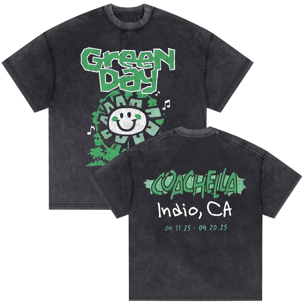 Washed Vintage Punk Band Green Day Dookie Graphic Tshirts Men Classic Gothic Rock T Shirts Male Oversized Tshirt Man Streetwear