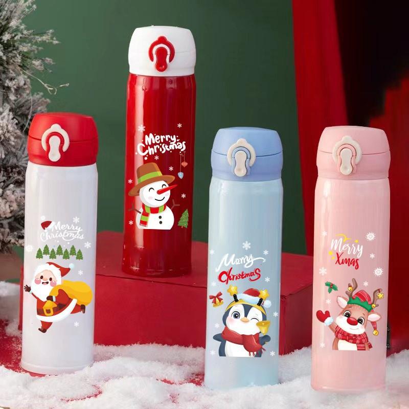500ML Stainless Steel Bouncing Cover Vacuum Flask Thermos Cup Christmas & New Year For Gift Coffee Tea Milk Thermo Bottle Vacuum