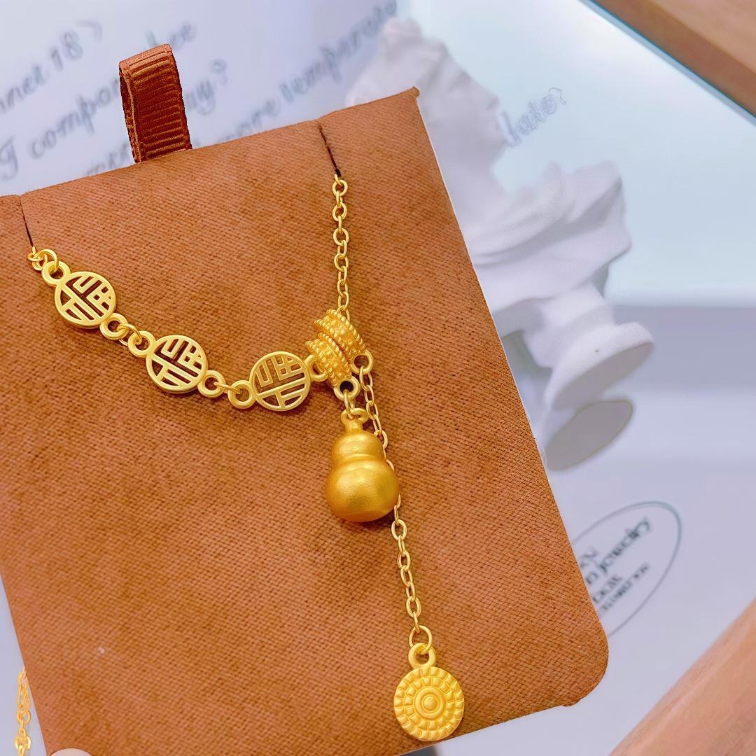 Ancient-Style High Color Retention Gold-Plated Fortune Gourd Necklace богатства