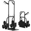 Foldable Stair Climbing Hand Truck 120 Kg 6 Wheels Steel Moving Dolly With Telescopic Ropes 44x67x106.5cm Black