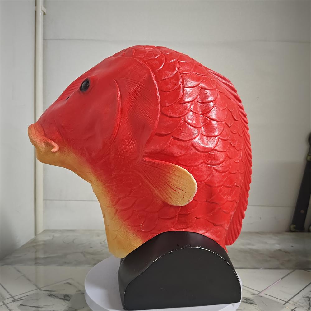 Fish Head Mask Funny Animal Black Carp Mask For Halloween Birthday Party Animal Cosplay Head Cover Prank Prop Fish Latex Masks