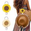 Marron Bohemian Look Straw Leather Hat Clip Keychain