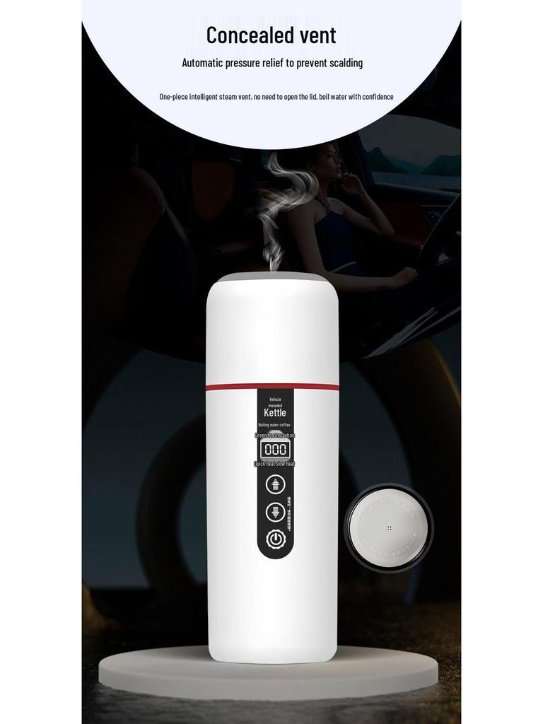 Dvounapěťová auto elektrická konvice: USB chytrý vyhřívaný izolační hrnek pro 12V/24V