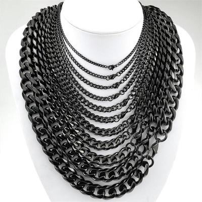 Punk Hip Hip Link Řetízek Černá Barva Náhrdelník Šperky