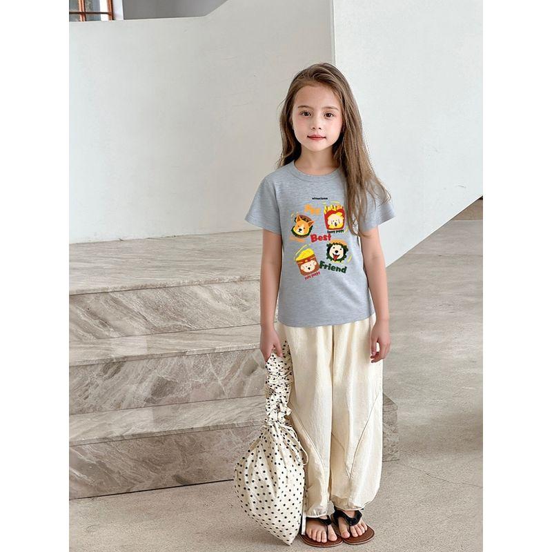 Foreign Trade Brand Children's Korean-Style Pure Cotton Short-Sleeve Cartoon T-Shirt Summer 2026 New Children's Clothing for Girls Ins
