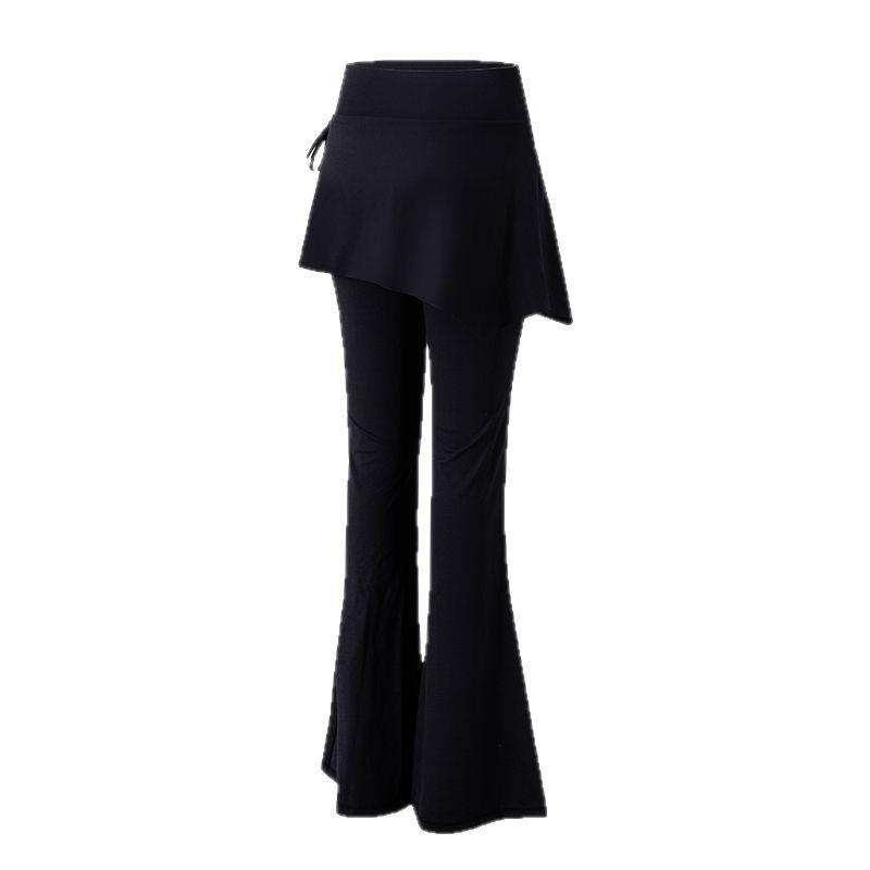 Dámské jóga kalhoty s vysokým pasem a rozšířenými nohavicemi se stahováním na bocích