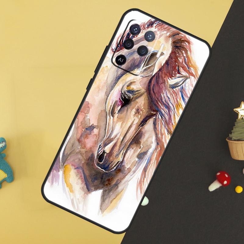 Horse Sketch Case For Oppo A5 Pro A6 A15 A16 A76 A96 A17 A57 A98 A58 A78 A18 A38 A54 A74 A94 A40 A60 A80