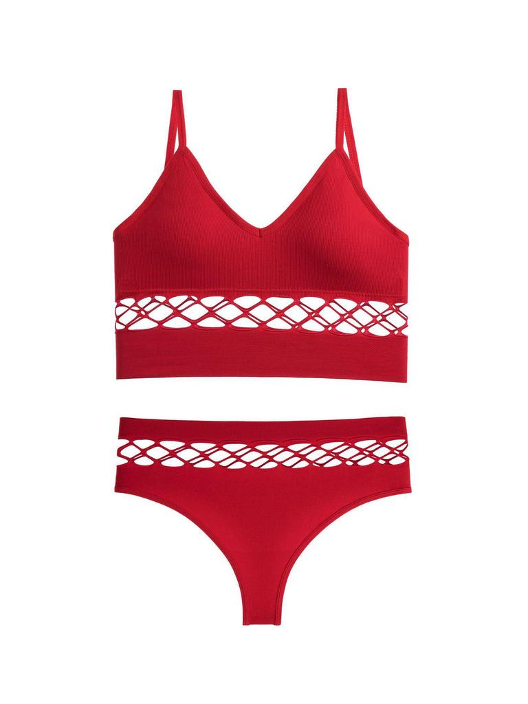 Women's Seamless Sports Bralette Set for Small Bust - Hollow Design, No Underwire, Plus Size Available