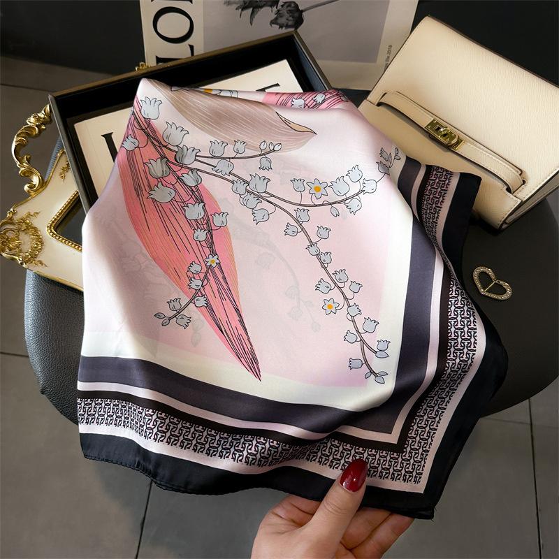 Cat Paw Print 70*70cm Silk Square Scarf Women Soft Satin Foulard Bag Ribbon Female Hairband Neckerchief Hijab Scarfs Headband