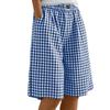 Women's Casual Comfortable Plaid Button-up Summer Shorts With Pockets