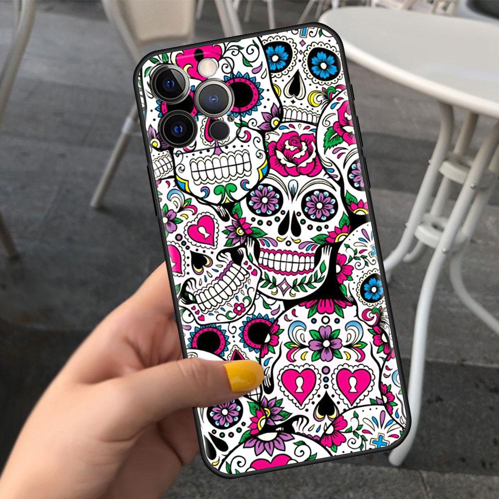 

Soft Phone Capas For Apple iPhone 11 7 8 12 13 Pro Max XR 14 15 Quakeproof Case Mexican Catrina Skull Cover iPhone 12 Mini