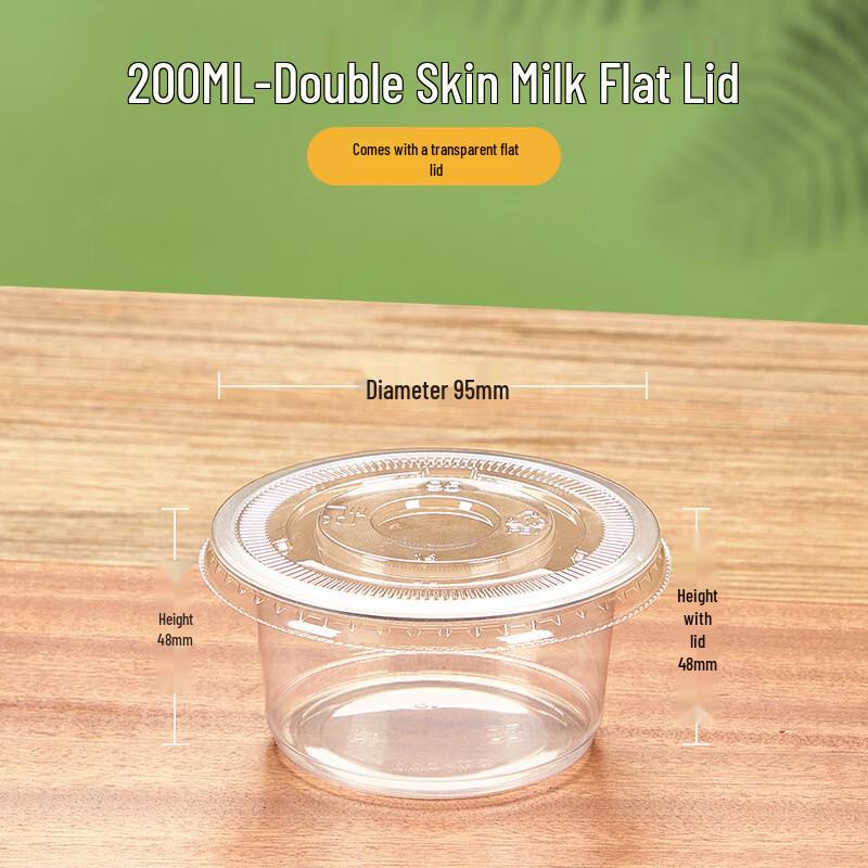 200ml Disposable High-Temperature Dessert Cups with Flat Lids, 500 Sets
