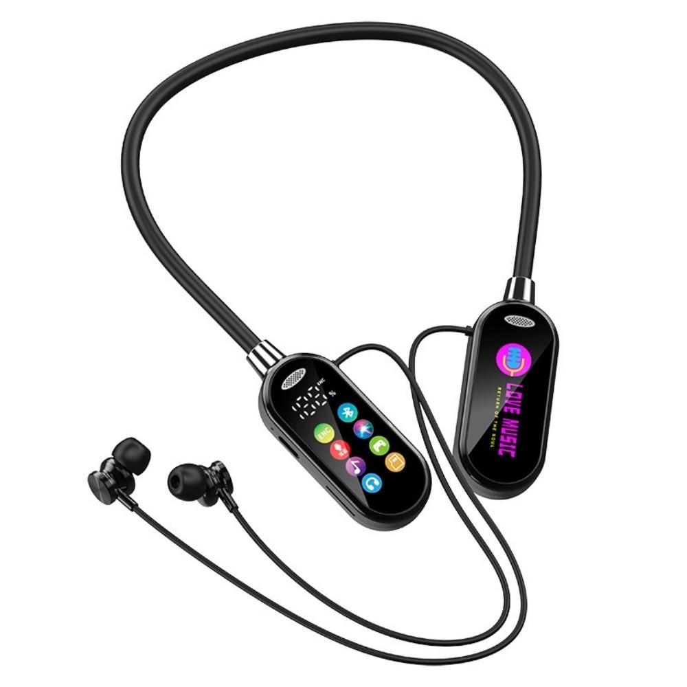 Color Screen Bluetooth 5.4 Earphone LED Display HiFi Stereo Neck-Hanging Earphone Noise Reduction HiFi Sound Wireless Headsets