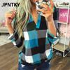 JPNTKY Women's Fashion Casual Long Sleeve V-Neck Blouses & Shirts