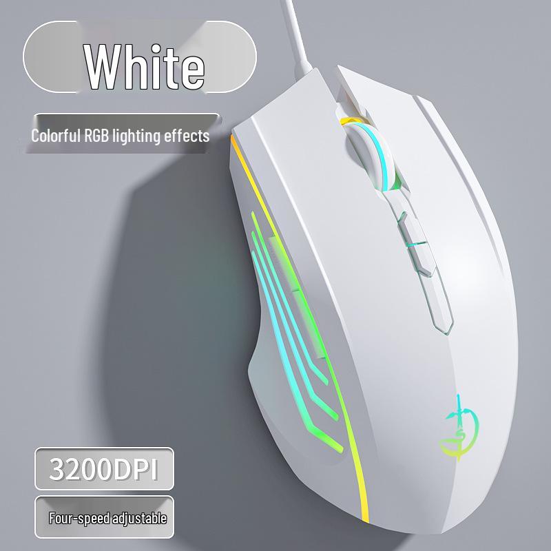 Wired Silent Mechanical Gaming Mouse with Side Buttons for Laptop/Desktop