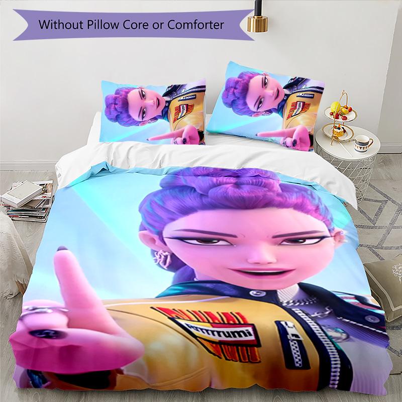 Conjunto de Roupa de Cama KPOP Hunter 3 Peças Capa de Edredom com Fecho Inclui 1 Capa de Edredom & 2 Fronhas para Todas as Estações Decoração de Quarto Casa Dormitório