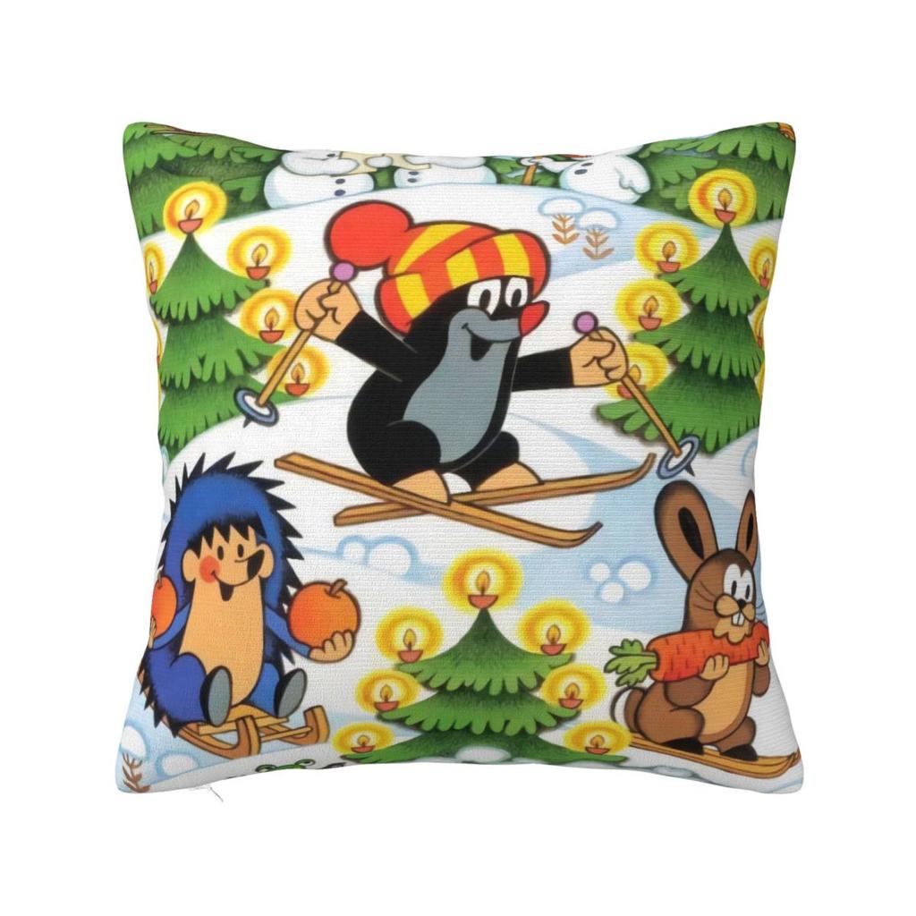 The Little Mole & Friends Pillow Cover Polyester Pillow Case Cushion Cover Funny Design Pillowcases For Living Room Chair