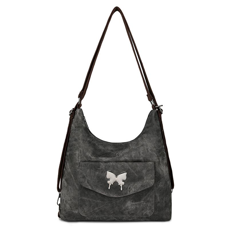 Mode Große Kapazität Schmetterling Schultertaschen Damen Neu Vintage Kette Rucksack Damen PU-Leder Einfarbig Tragetasche Handtasche