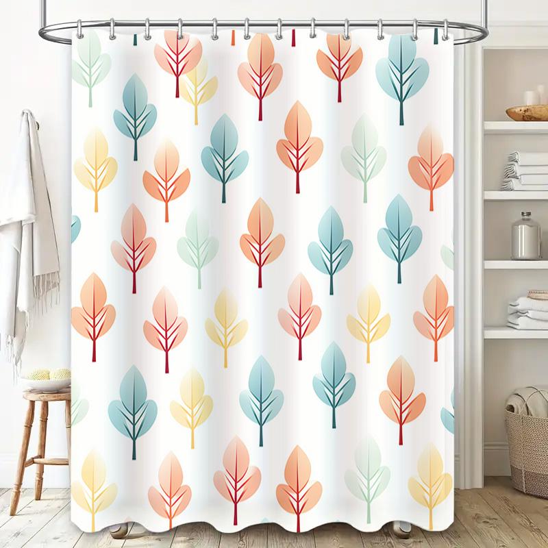 Colorful Leaves Shower Curtain Modern Bathroom Decor Easy Installation Perfect for Any Space