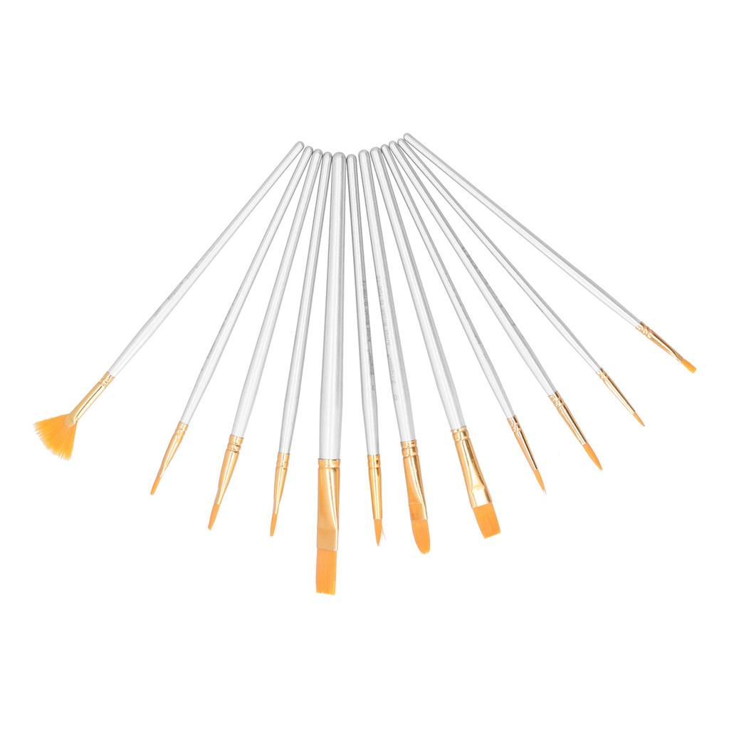 12pcs Paint Brush Set Blue Wooden Handle Watercolor Acrylic Gouache Painting Brushes