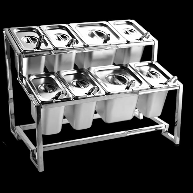 Коммерческая наклонная двухъярусная стойка для подготовки ингредиентов из нержавеющей стали