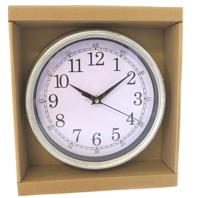 [Q0829] – Silberne „Vintage Design“-Wanduhr – 22x4. 5cm